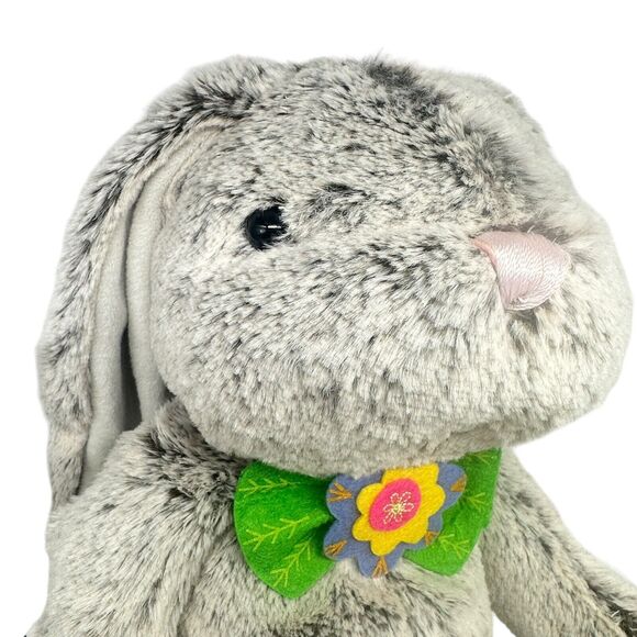 Hallmark MATTHEW Gray Bunny Plush 16" Soft Easter Decor Toy Floral Bow NWT - Picture 4 of 10